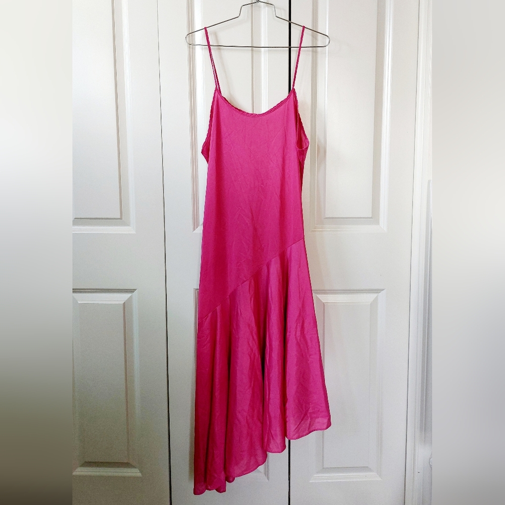 Pink Nightgown Asymmetrical Hem‎ Size Large Joie De Vie 80s Vintage Boudoir